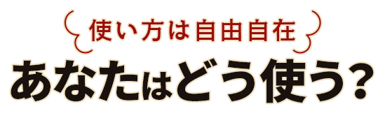 使い方は自由自在 あなたはどう使う？